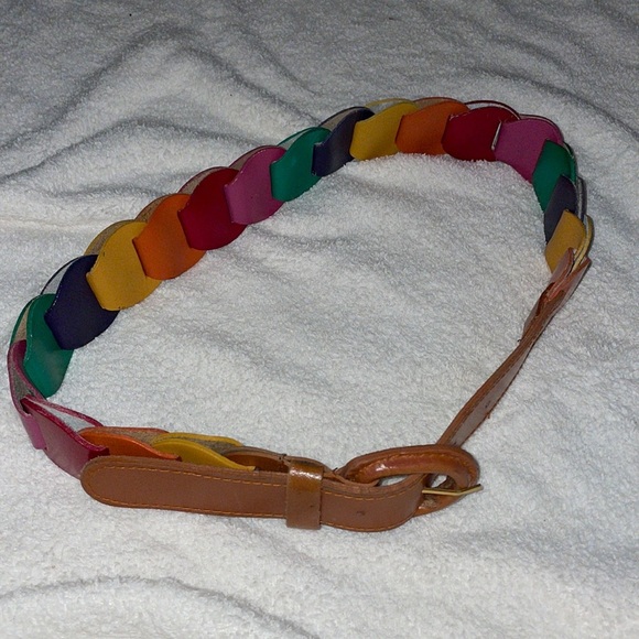 Multicolor Rainbow Loop Leather Belt - Picture 2 of 6